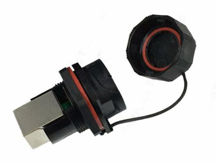 Rj45 panel mount socket ip67 with screw-on cover rj45f71