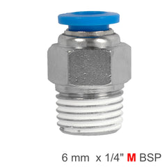 Pu hose fitting straight stud 6mm-1/4 m