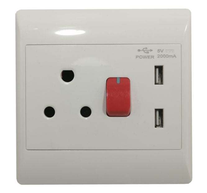 Dedicated 16a wall socket + 2usb 4x4 sti-1105
