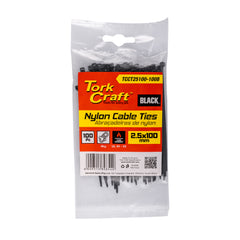 Nylon cable ties 2.5mm x 100mm black 100pc