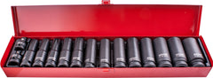 15pc 1/2' dr imp socket set(10 - 27 + 2 x adaptors 3/8x1/2 & 1/2x3/8 )
