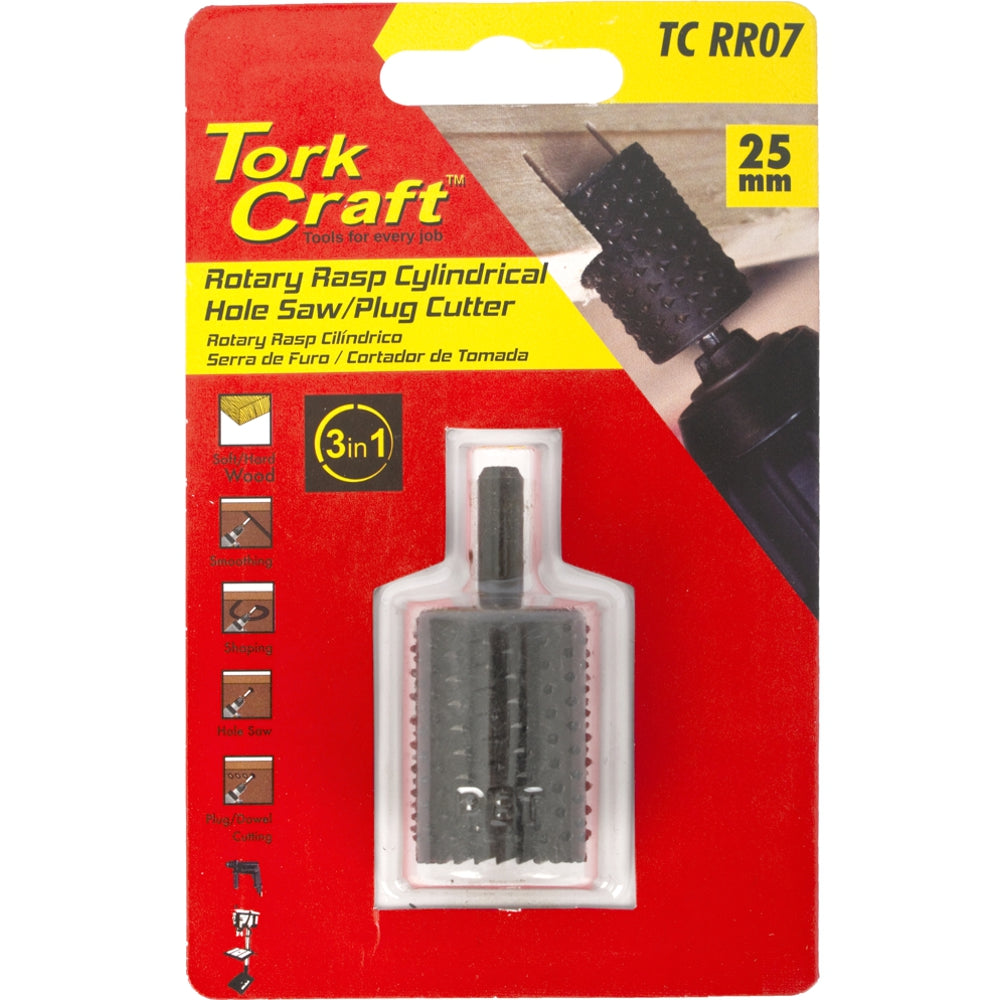 3 in 1 rotary rasp cyl. / hole saw / plug cutter 25mm x 35mm