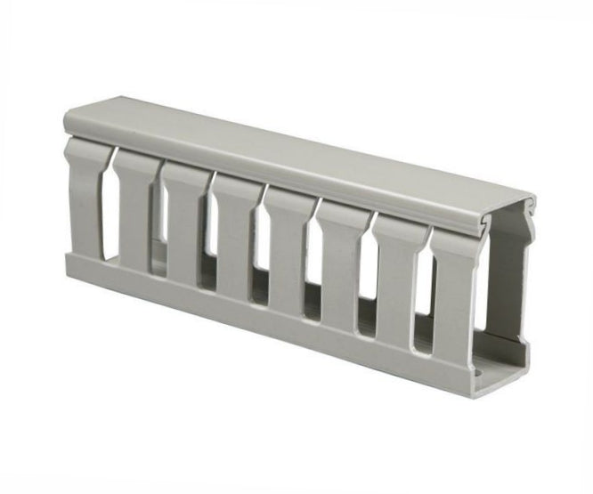Trunking slotted 25x25x2m grey TS-25X25
