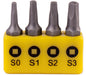 Screwdriver bit set square recess 4pce 25mm sq0.1.2.3