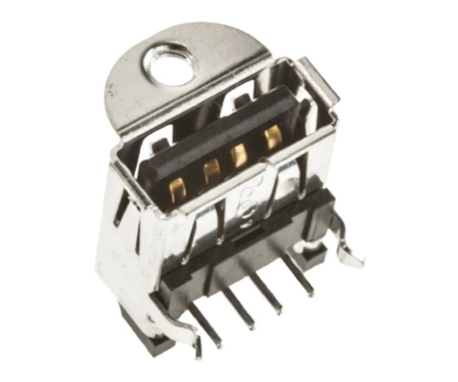 Usb socket r/a pcb type-a with/mounting flange uba-4r-d14c2-4d