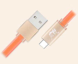Lead usb-a to usb-c flat, data orange - 1m 170384