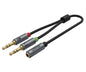 Combiner sterio audio & microphone to 4 way headphone socket, 3.5mm y-c957abk