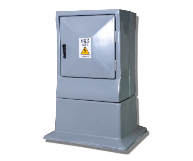 6w fibreglass d/d meter kiosk 570x1270x435mm k0006/2
